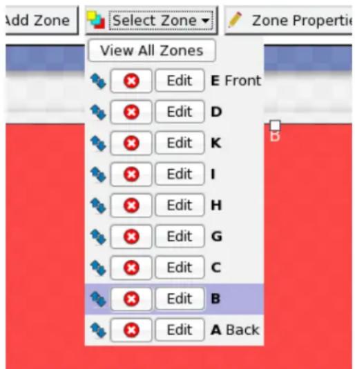 Add Zone Select Zone Zone Properties View All Zones Edit E Front Edit D Edit K Edit I Edit H Edit G Edit C Edit B Edit A Back