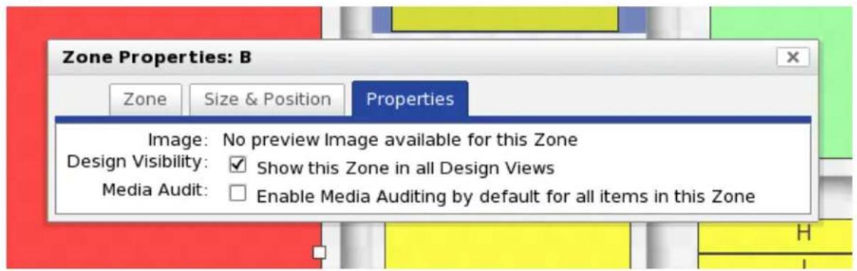 Zone Properties: B Zone Size & Position Properties Image: No preview Image available for this Zone Design Visibility: ✓ Show this Zone in all Design Views Media Audit: □ Enable Media Auditing by default for all items in this Zone