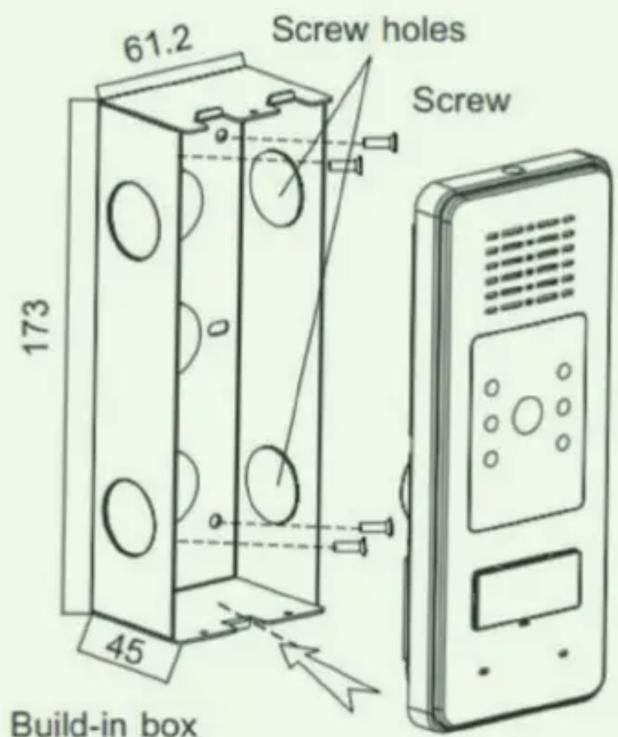 61.2 Screw holes Screw 173 45 Build-in box