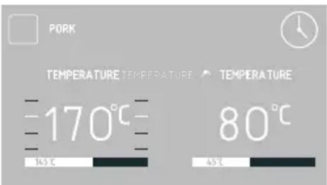 PORK TEMPERATURE TEMPERATURE ↑ TEMPERATURE 170°C 145°C 80°C 45°C
