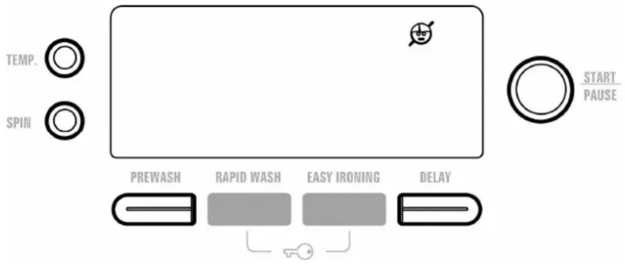 TEMP. SPIN PREWASH RAPID WASH EASY IRONING DELAY START PAUSE