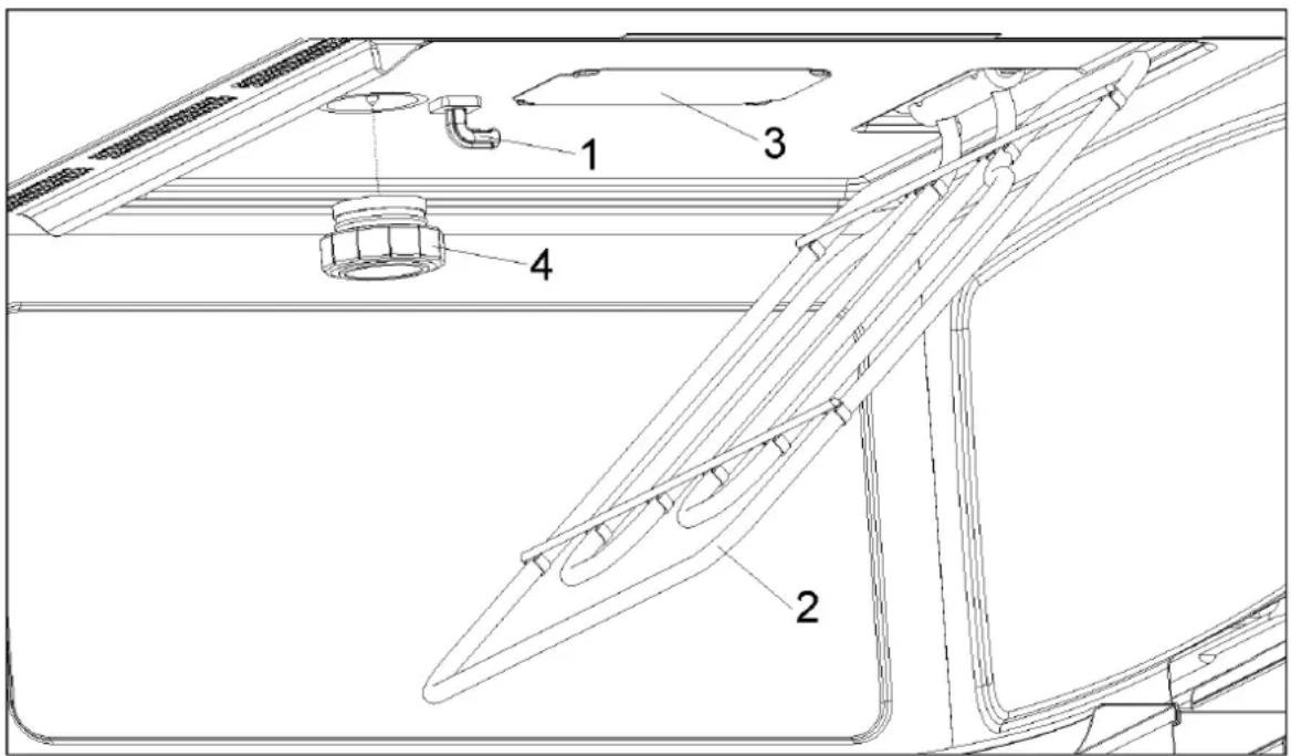 Technical diagram of a mechanical assembly with numbered components, likely for engineering or manufacturing documentation.