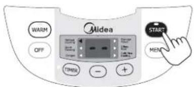 WARM OFF Midea TIMER START MENU