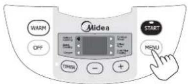 WARM OFF Midea START MENU TIMER -