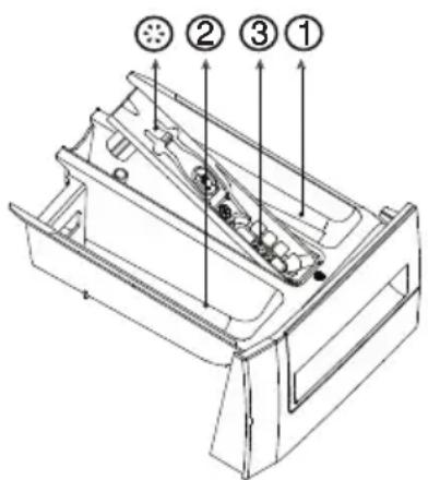 Technical diagram of a mechanical device with numbered components and directional arrows indicating assembly or assembly steps.