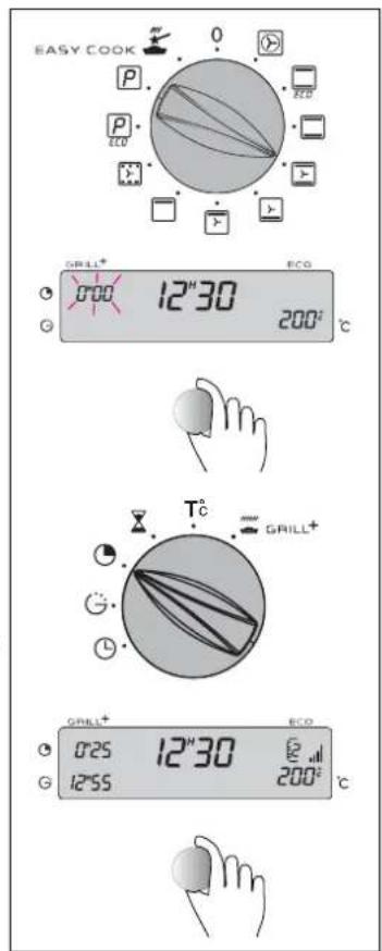 EASY COOK P P ECO 0° 12"30 200°C GRILL+ 000 G ECO T°C GRILL+ 025 G 12"55 12"30 200°C GRILL+ 025 G ECO
