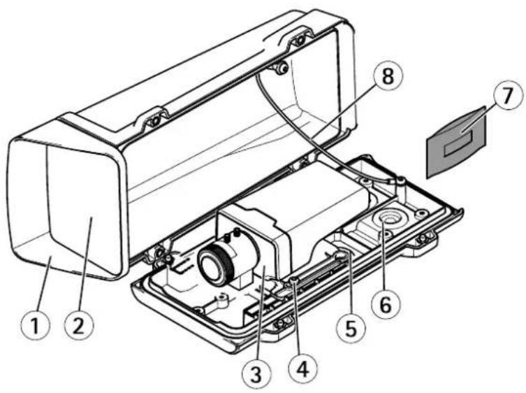 Technical diagram of an open electronic device with numbered components for identification