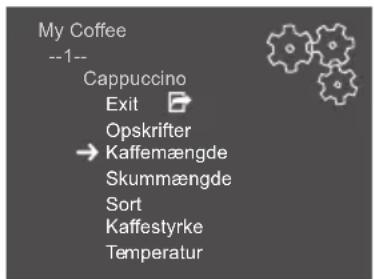 MELITTA Caffeo Barista TSP - Vælge/ændre personlige indstillinger - 1