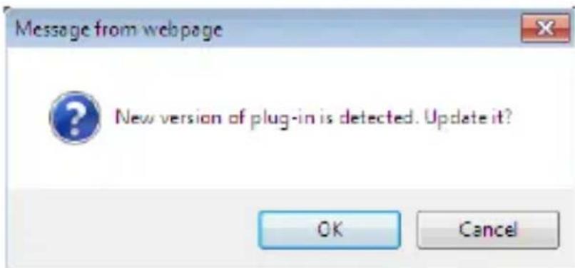 Message from webpage New version of plug-in is detected. Update it? OK Cancel