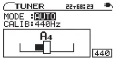 TUNER 22+68:23 MODE :AUTO CALIB:440Hz A4 440