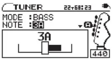 TUNER 22+68:23 MODE : BASS NOTE : 80 3A 440
