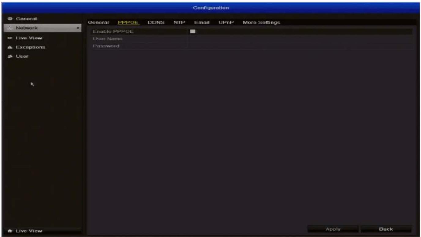 SWANN DVR4-1500 - Configuration: Network: PPPoE - 1