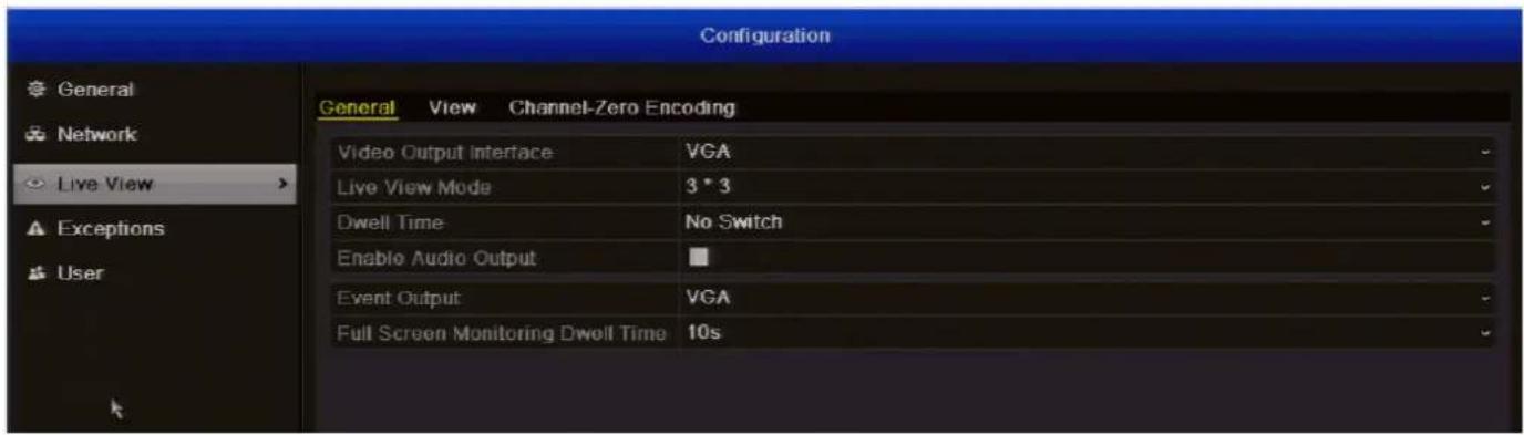 SWANN DVR4-1500 - Configuration: Live View: General - 1