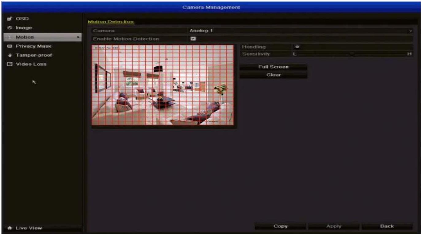 SWANN DVR4-1500 - Camera Management: Motion - 1