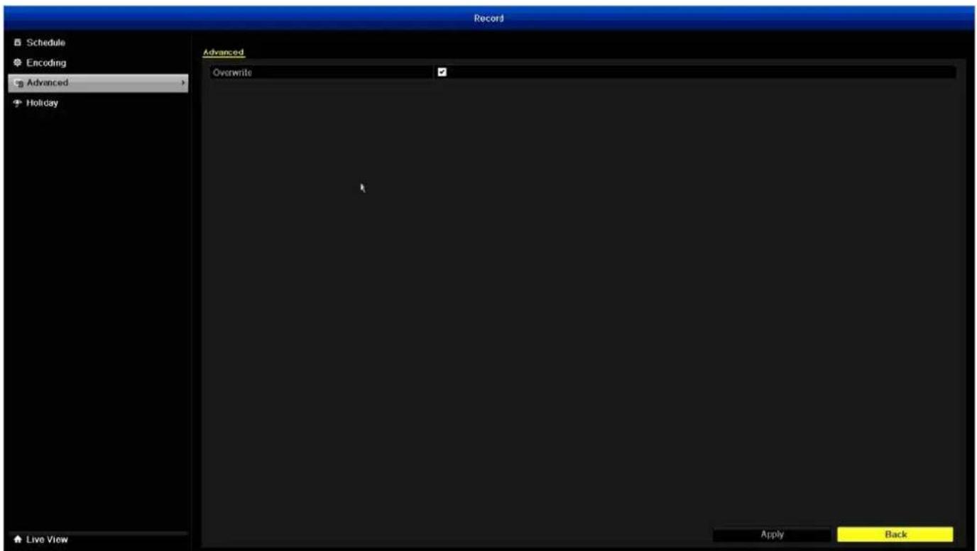 SWANN DVR4-1500 - Record: Advanced - 1