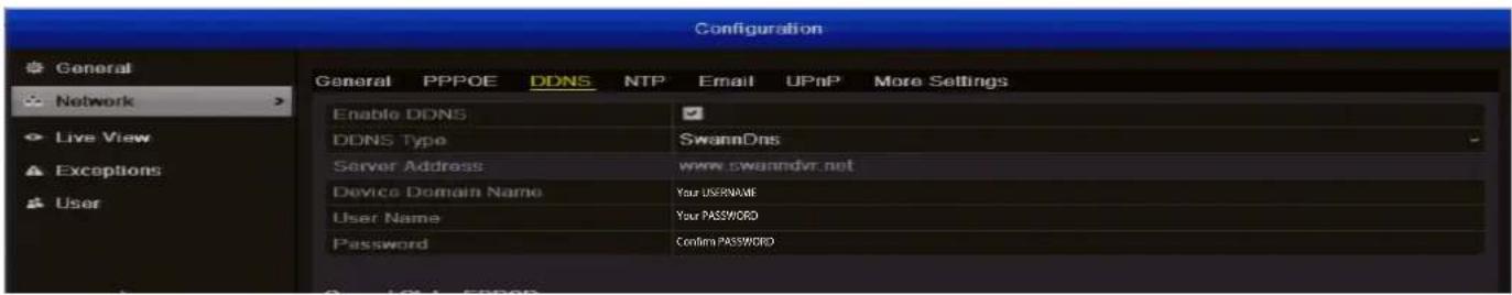 SWANN DVR4-1500 - Configuration: Network: DDNS - 1