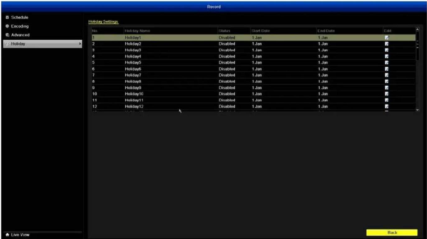 SWANN DVR4-1500 - Record: Holiday - 1