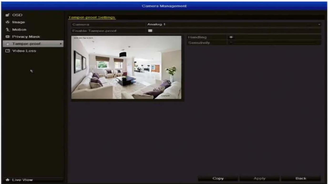 SWANN DVR4-1500 - Camera Management: Tamper Proofing - 1