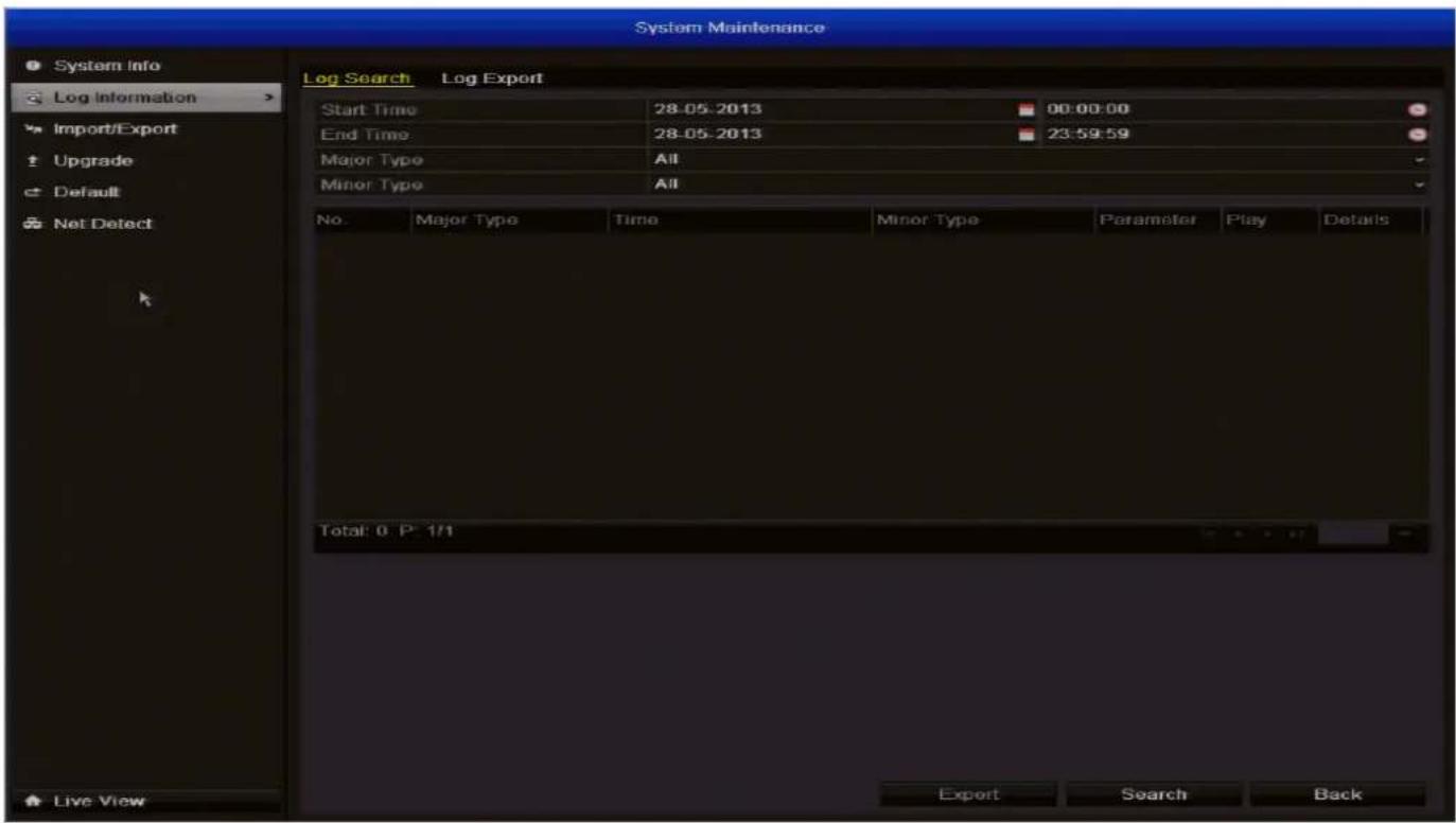 SWANN DVR4-1500 - Maintenance: Log Information - 1
