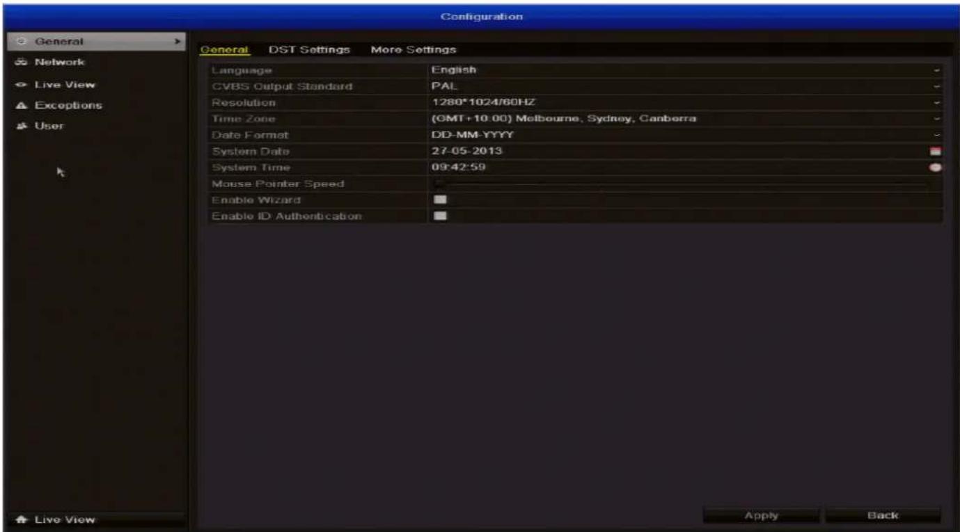 SWANN DVR4-1500 - Configuration: General - 1