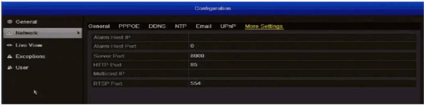SWANN DVR4-1500 - Configuration: Network: More Settings - 1