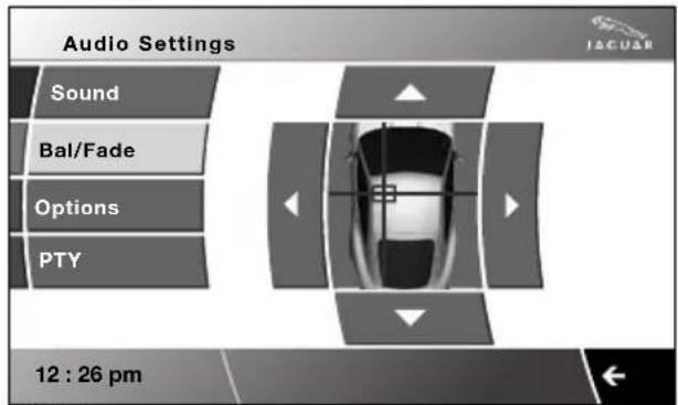Audio Settings Sound Bal/Fade Options PTY 12 : 26 pm