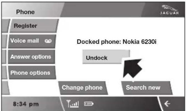 Phone Register Voice mail Answer options Phone options Docked phone: Nokia 6230i Undock Change phone Search new 8:34 pm