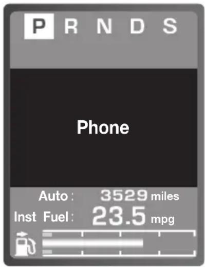 PRNDS Phone Auto: 3529 miles Inst Fuel: 23.5 mpg