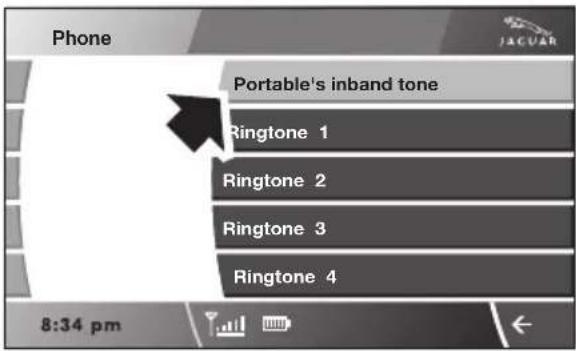Phone Portable's inband tone Ringtone 1 Ringtone 2 Ringtone 3 Ringtone 4 8:34 pm