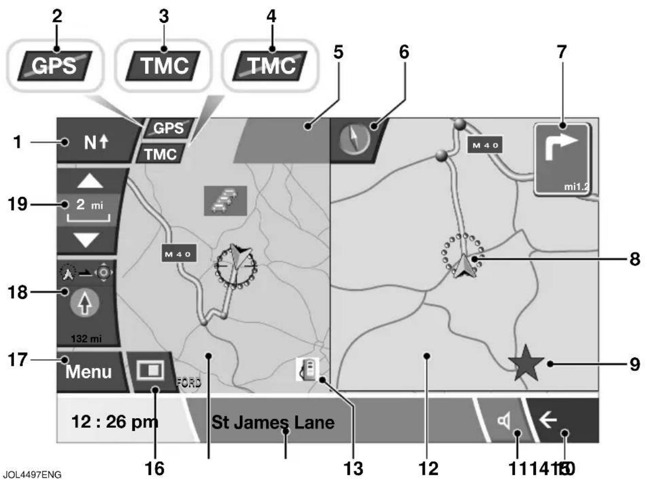 GPS TMC TMC 1 N↑ GPS TMC 19 2 mi M 4 0 18 132 mi Menu FORD 17 12 : 26 pm St James Lane 16 13 12 11 14 15 7 6 5 4 3 2 GPS TMC M 4 0 mi1.2 8 9
