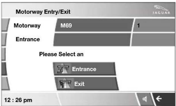 Motorway Entry/Exit Motorway M69 1 Entrance Please Select an Entrance Exit 12 : 26 pm