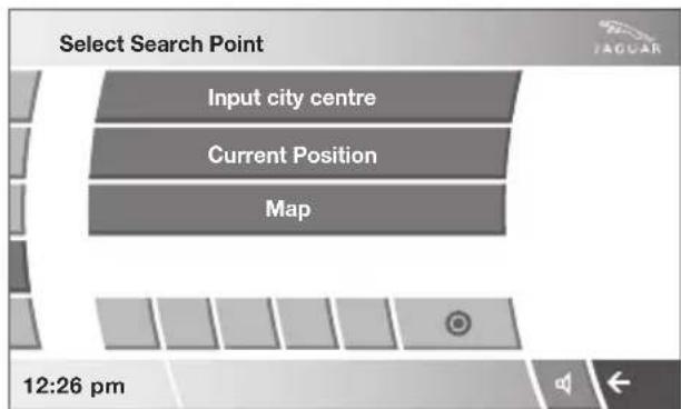 Select Search Point Input city centre Current Position Map 12:26 pm