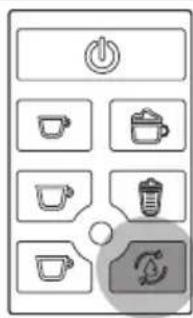 Control panel interface with icons for power, kitchen, and waste items