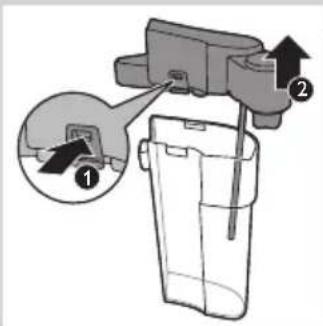 Diagram showing a device with labeled parts and an inset view of a component with arrows indicating direction.