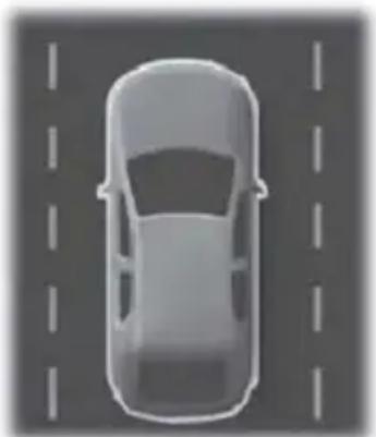 Top-down view of a car on a road with dashed lane markings (no text or symbols)