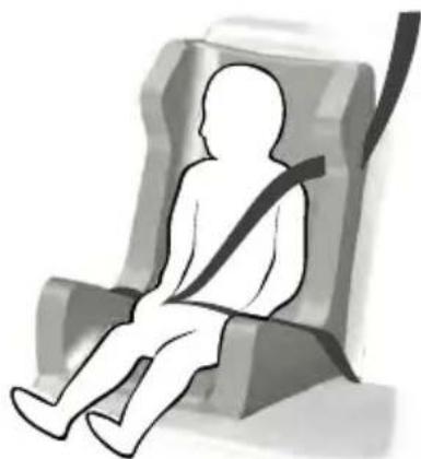 Silhouette of a person sitting on a chair wearing a seatbelt, with no visible text or symbols.