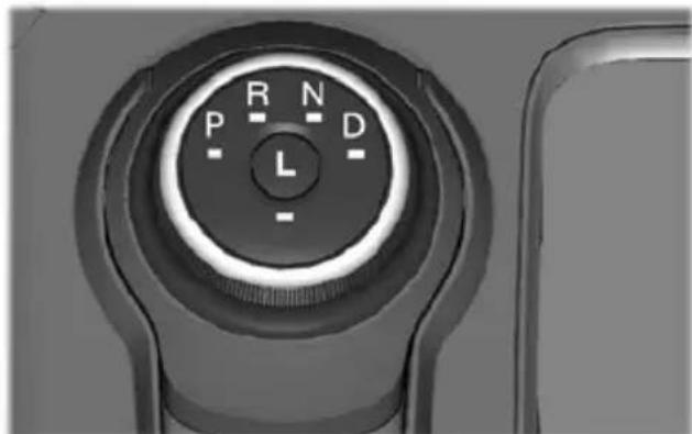 Close-up of a car dashboard dial with cardinal and intercardinal indicators (P, R, N, D, L) and no visible text or symbols beyond the dial.