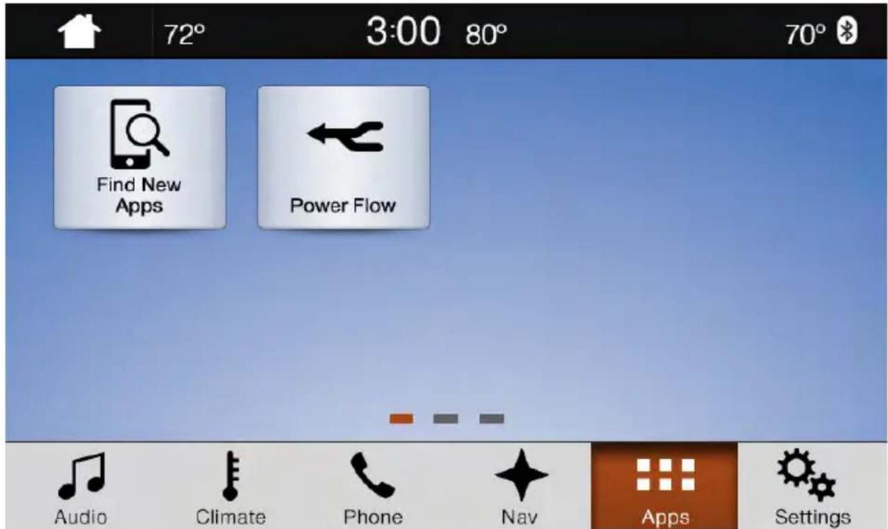 72° 3:00 80° 70° Find New Apps Power Flow Audio Climate Phone Nav Apps Settings