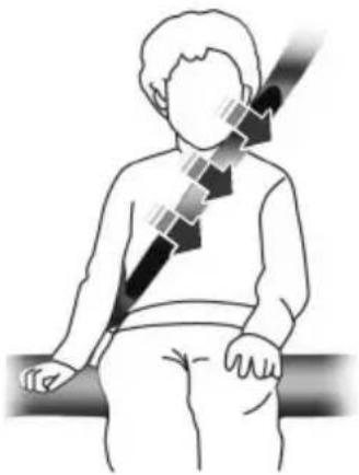 Illustration of a person sitting on a bench with a diagonal arrow indicating movement or pressure direction (no text or symbols)