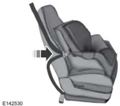 3D illustration of a car seatbelt with a belt buckle, no text or symbols present