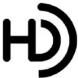Abstract black HD symbol with curved arcs on white background (no text or symbols)