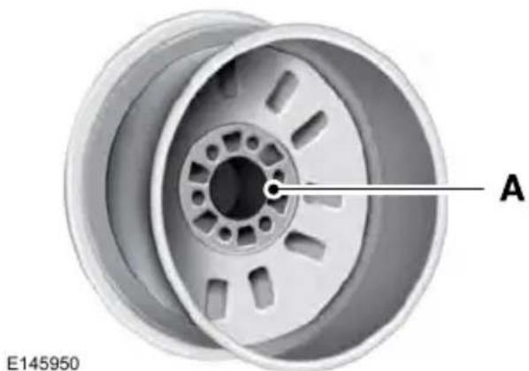 3D rendering of a car wheel rim with labeled component A, no text or symbols on the diagram itself