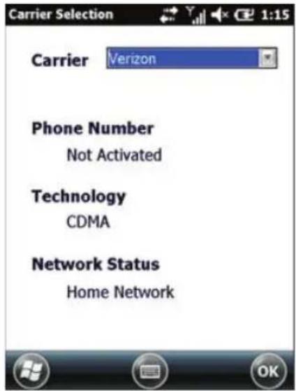 Carrier Selection Carrier Verizon Phone Number Not Activated Technology CDMA Network Status Home Network