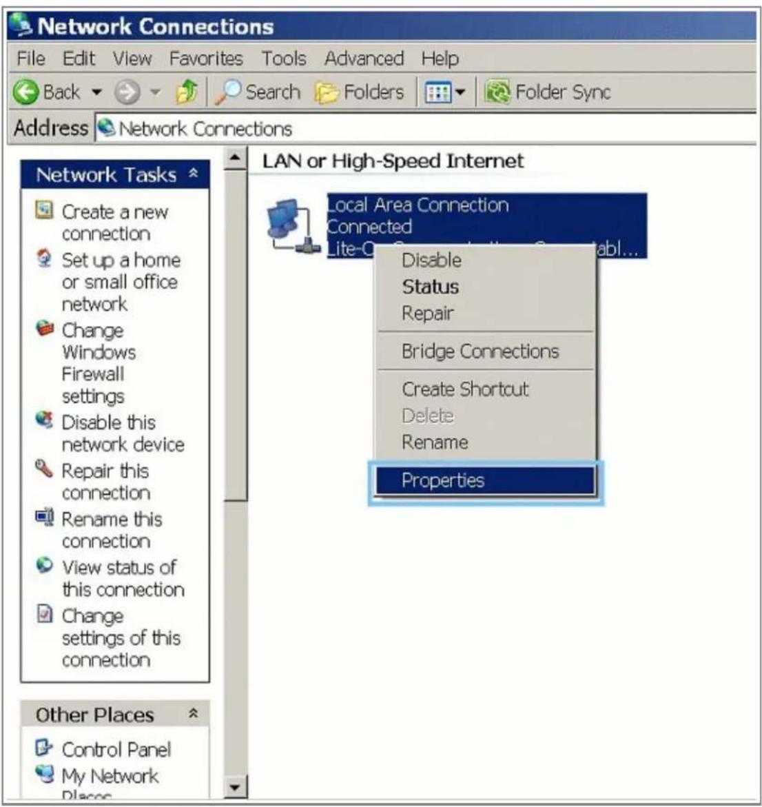 Network Connections File Edit View Favorites Tools Advanced Help Back Search Folders Folder Sync Address Network Connections Network Tasks Create a new connection Set up a home or small office network Change Windows Firewall settings Disable this network device Repair this connection Rename this con…
