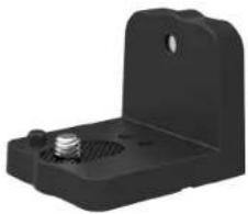Black metal bracket with a threaded screw and mounting holes (no text or symbols visible)