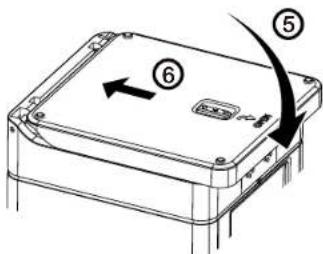 Technical diagram of an electronic device with numbered components and directional arrow indicating rotation or movement.