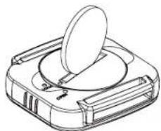 Technical line drawing of a mechanical component with a circular top and rectangular base (no text or symbols)