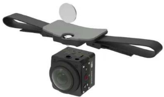 3D rendering of a black mechanical device with a circular component and a camera lens (no text or symbols visible)