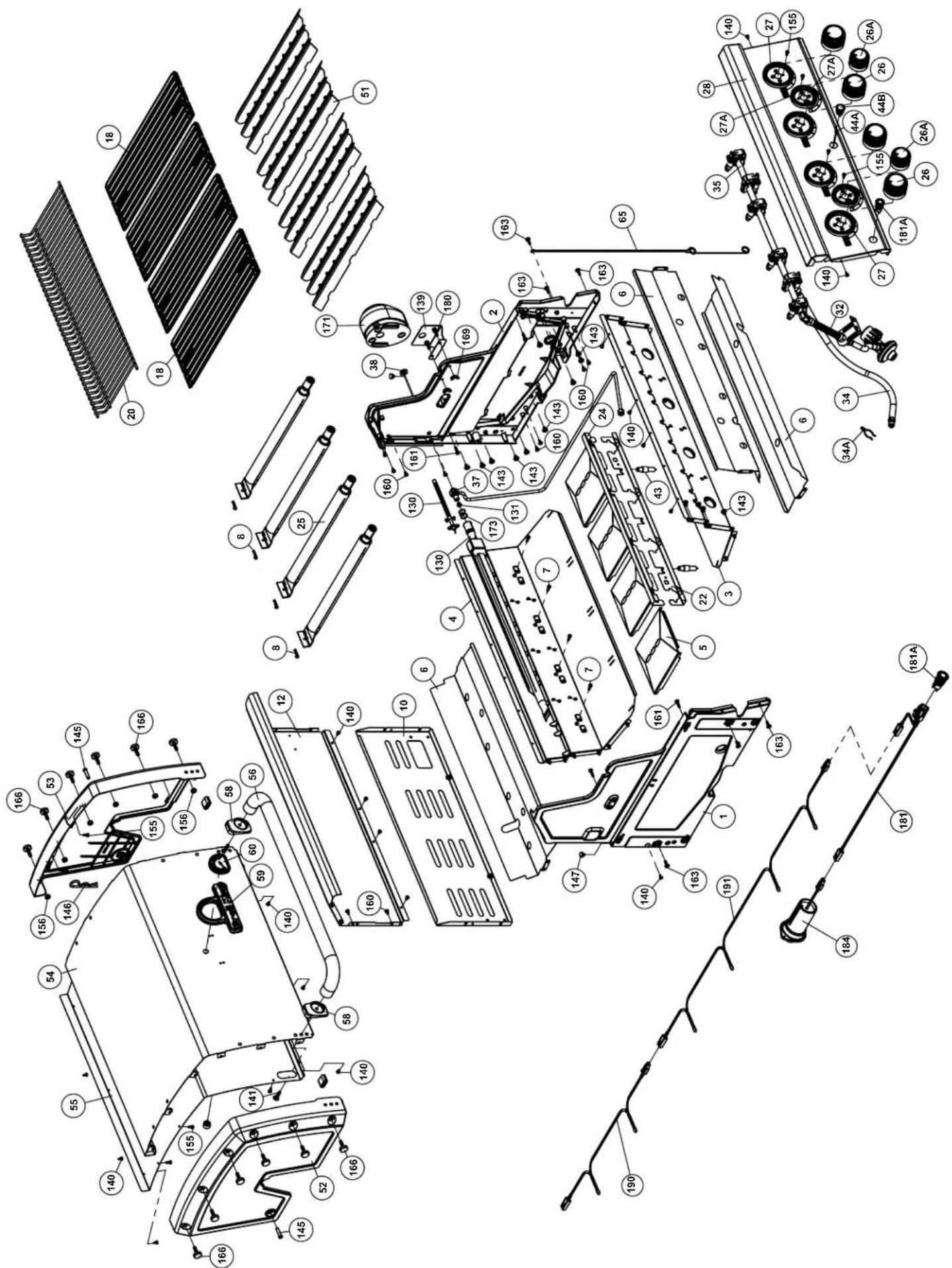 Exploded view diagram of a vehicle's internal components with numbered parts and labeled parts