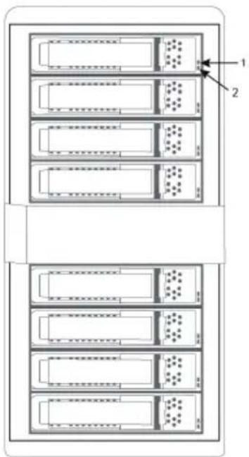 Diagram of server rack layout with labeled components and numbered annotations